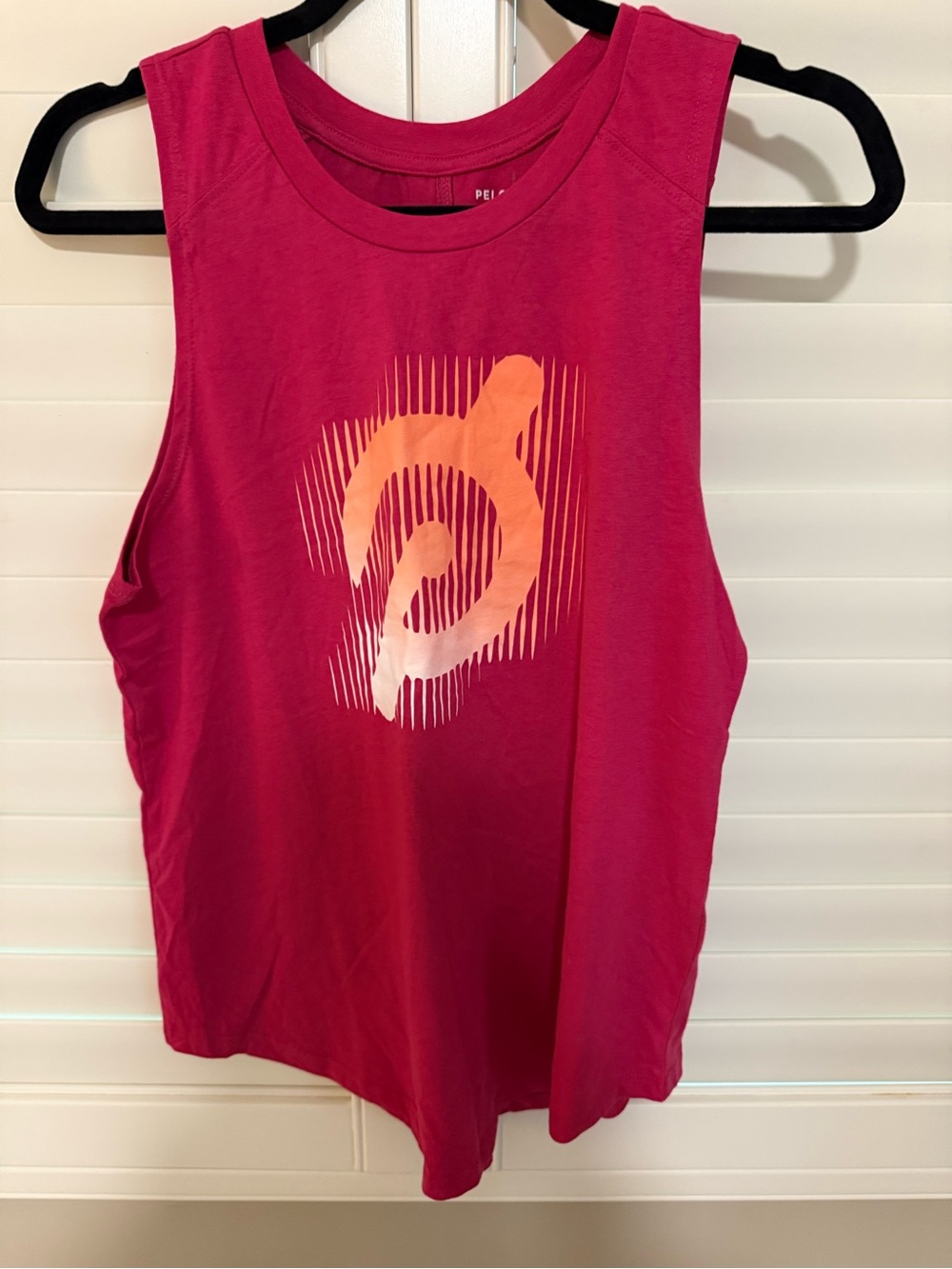 Peloton Hot Pink Tank with Orange Graphic Logo